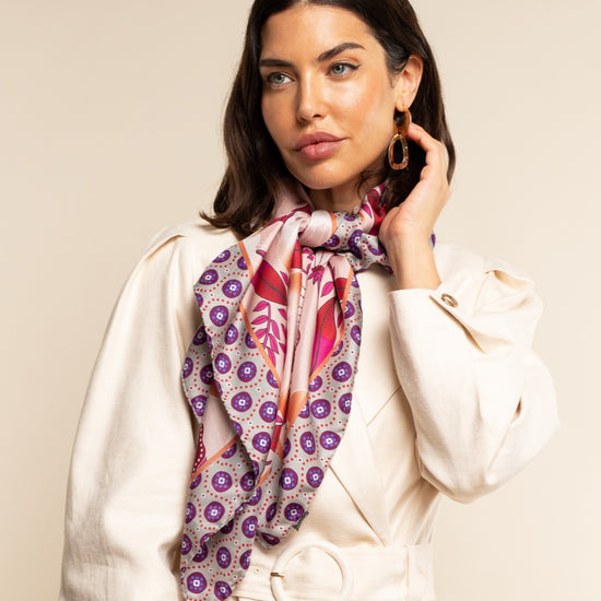Bruna (pink)- soft and lightweight Italian foulard from pure silk - Leather Gloves Online - Luxury Silk Scarf - 1