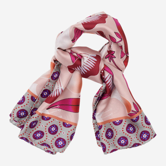 Bruna (pink)- soft and lightweight Italian foulard from pure silk - Leather Gloves Online - Luxury Silk Scarf - 3