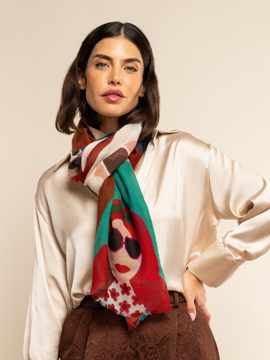 Multi Colour Italian Scarf Women Evelina - Leather Gloves Online® - Luxury Leather Gloves - Made in Italy - 1