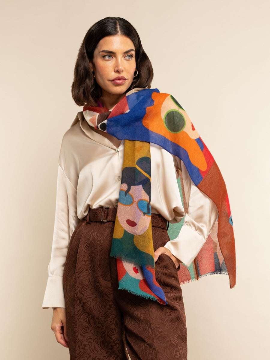 Multi Colour Italian Scarf Women Evelina - Leather Gloves Online® - Luxury Leather Gloves - Made in Italy - 10