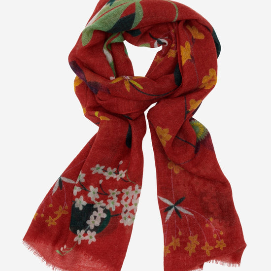 Evelina (red) - soft and lightweight Italian scarf from premium wool - Leather Gloves Online - Luxury Italian Scarf - 3