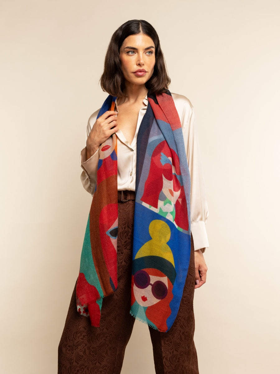 Multi Colour Italian Scarf Women Evelina - Leather Gloves Online® - Luxury Leather Gloves - Made in Italy - 5