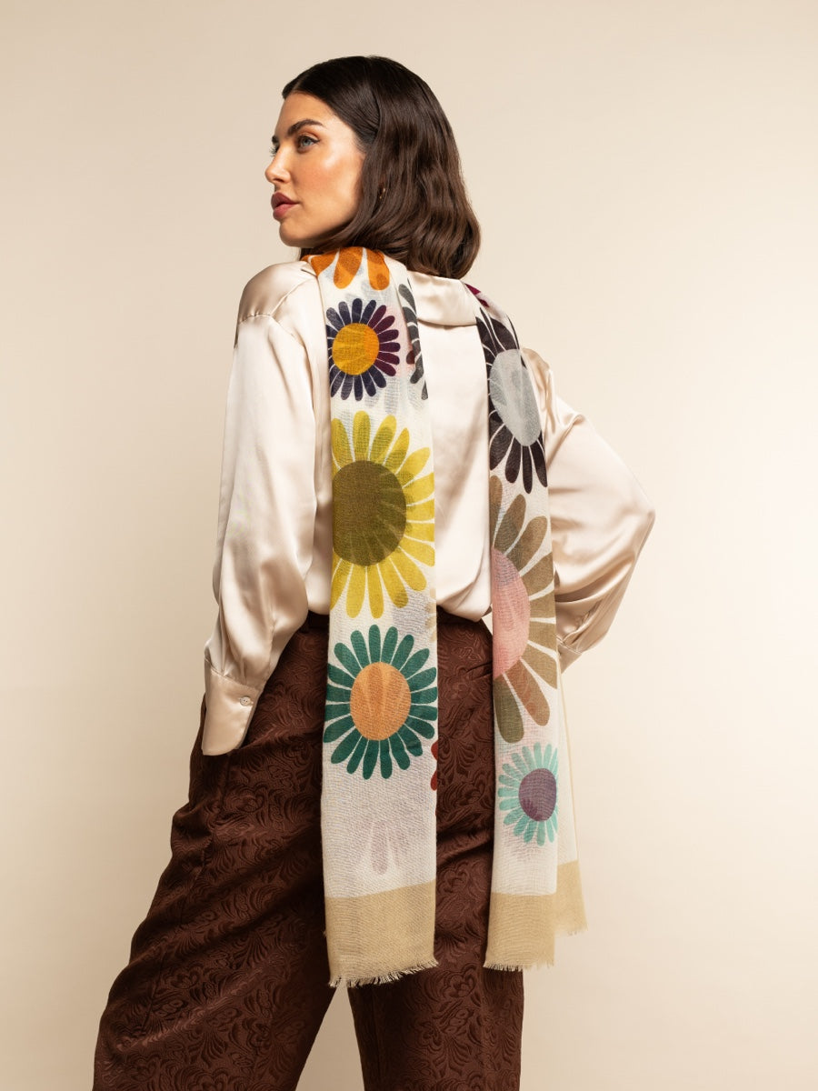 Evelina (yellow) - soft and lightweight Italian scarf from premium wool - Leather Gloves Online - Luxury Italian Scarf - 5