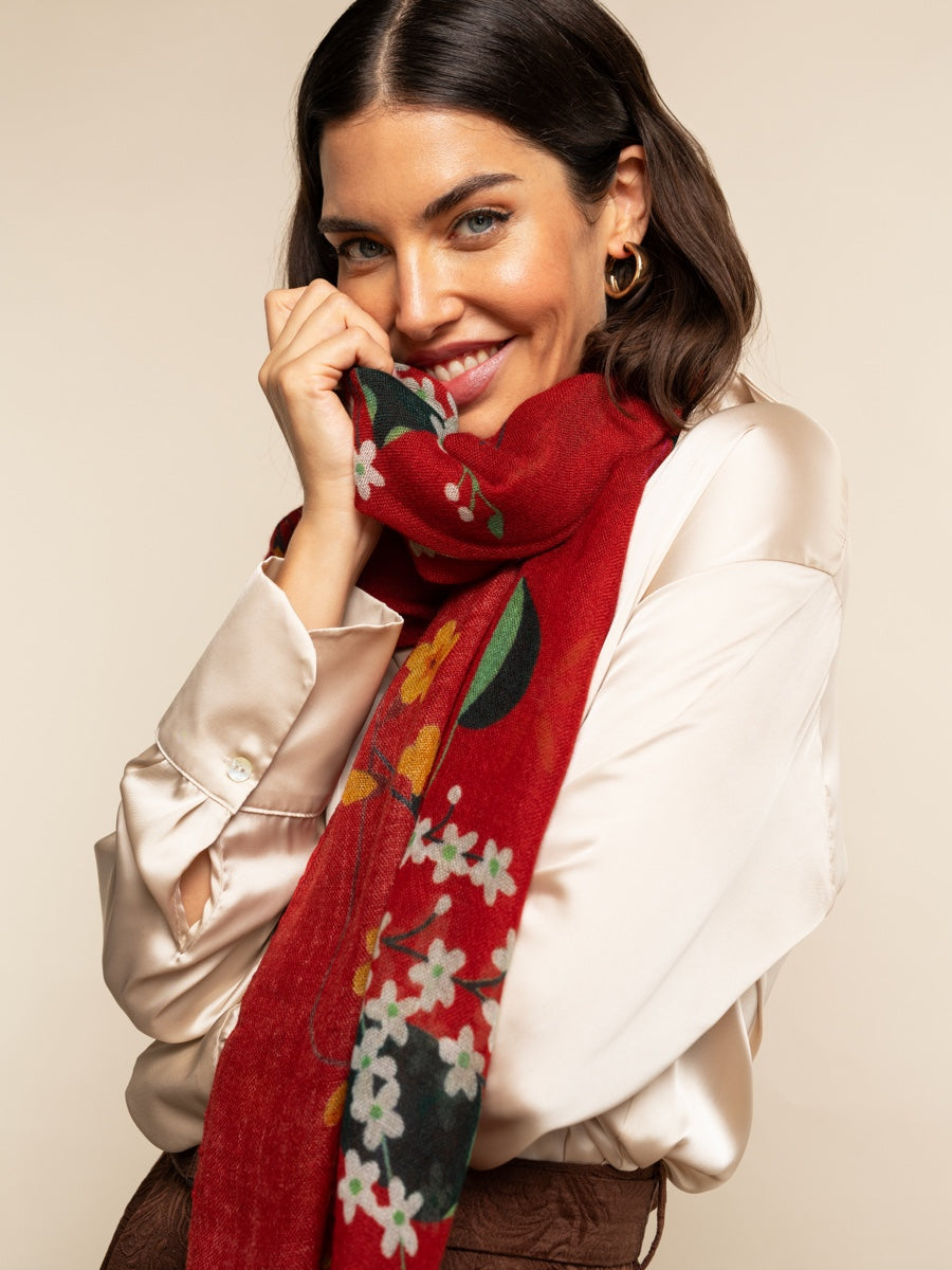 Red Italian Scarf Women Evelina - Leather Gloves Online® - Luxury Leather Gloves - Made in Italy - 5