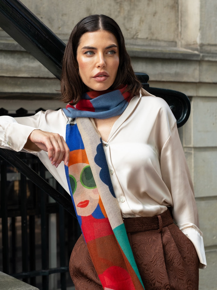 Multi Colour Italian Scarf Women Evelina - Leather Gloves Online® - Luxury Leather Gloves - Made in Italy - 6