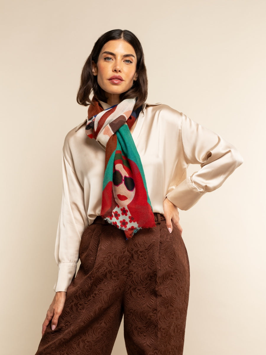 Multi Colour Italian Scarf Women Evelina - Leather Gloves Online® - Luxury Leather Gloves - Made in Italy - 7
