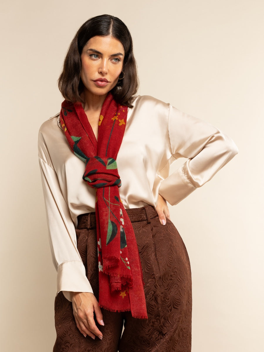 Red Italian Scarf Women Evelina - Leather Gloves Online® - Luxury Leather Gloves - Made in Italy - 7