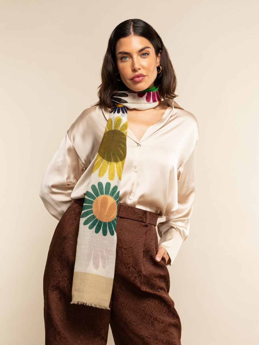 Evelina (yellow) - soft and lightweight Italian scarf from premium wool - Leather Gloves Online - Luxury Italian Scarf - 8