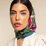 Green Italian Silk Scarf Women Fiorella - Leather Gloves Online® - Luxury Leather Gloves - Made in Italy - 11