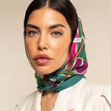 Green Italian Silk Scarf Women Fiorella - Leather Gloves Online® - Luxury Leather Gloves - Made in Italy - 11