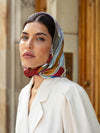 Fiorella (red/blue) - soft and lightweight Italian foulard from pure silk - Leather Gloves Online - Luxury Italian Scarf - 12