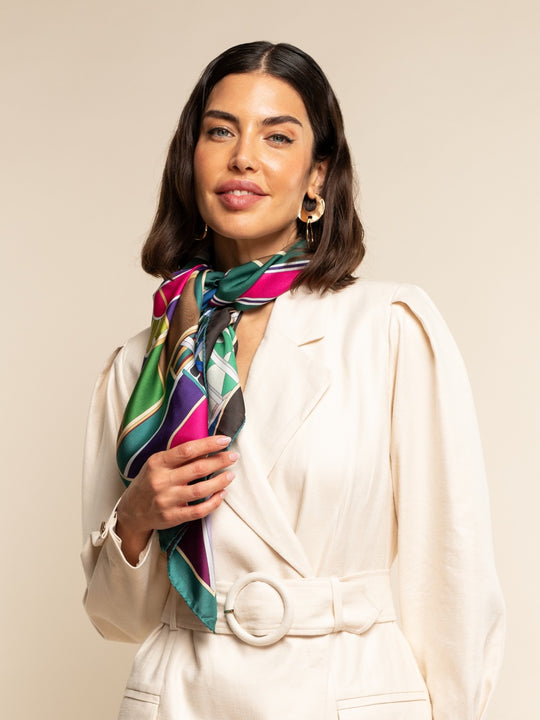 Fiorella (green) - Soft and lightweight Italian foulard from pure silk