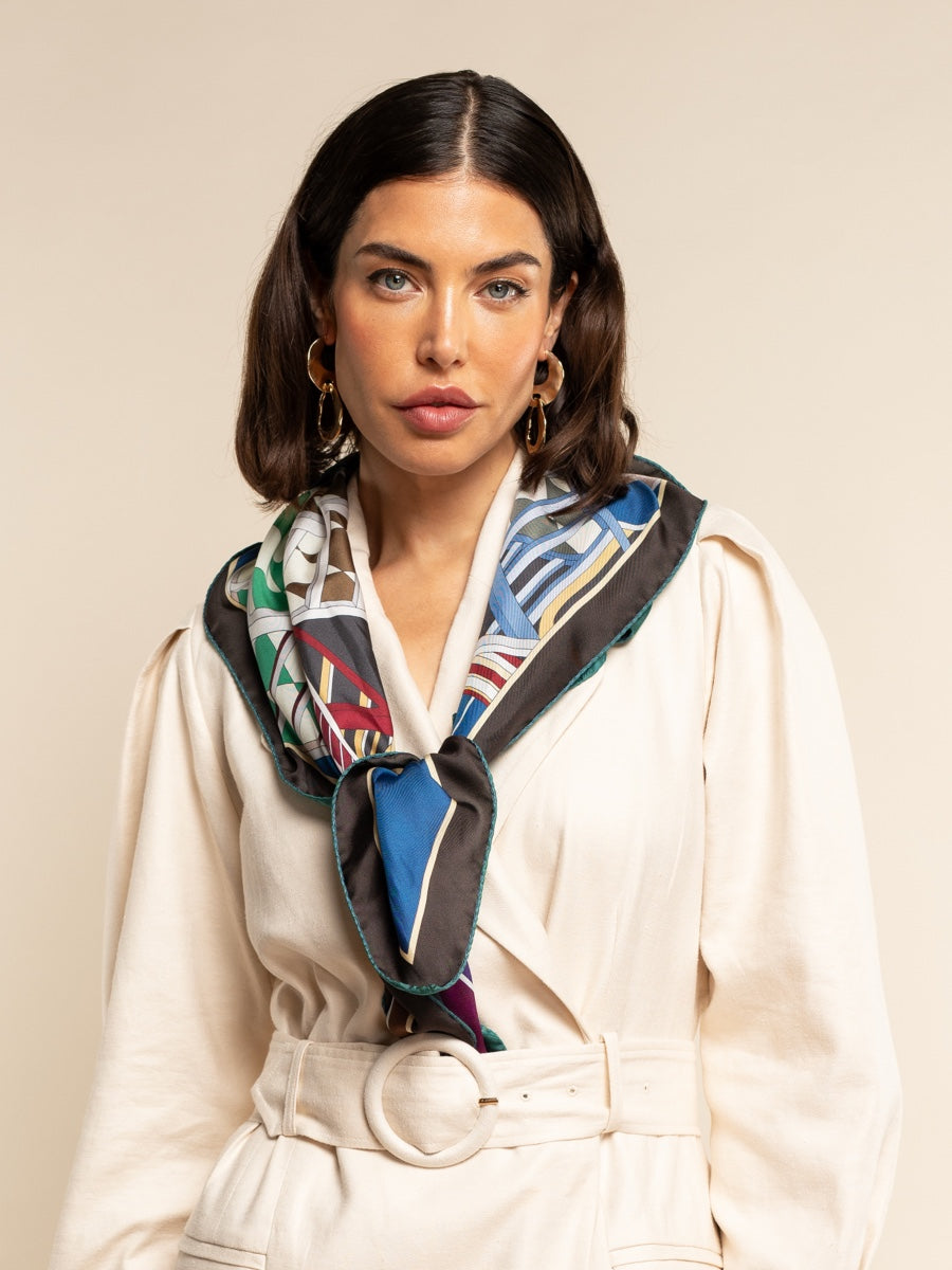 Fiorella (red/blue) - soft and lightweight Italian foulard from pure silk - Leather Gloves Online - Luxury Italian Scarf - 5