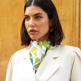 Green Italian Silk Scarf Women Fiorella - Leather Gloves Online® - Luxury Leather Gloves - Made in Italy - 6