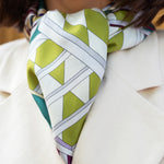 Green Italian Silk Scarf Women Fiorella - Leather Gloves Online® - Luxury Leather Gloves - Made in Italy - 9