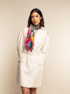 Giorgia (green/pink) - soft and lightweight Italian foulard from pure silk - Leather Gloves Online - Luxury Italian Scarf - 11