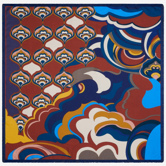 Giorgia (blue/red) - soft and lightweight Italian foulard from pure silk-  Leather Gloves Online - Luxury Italian Scarf - 2