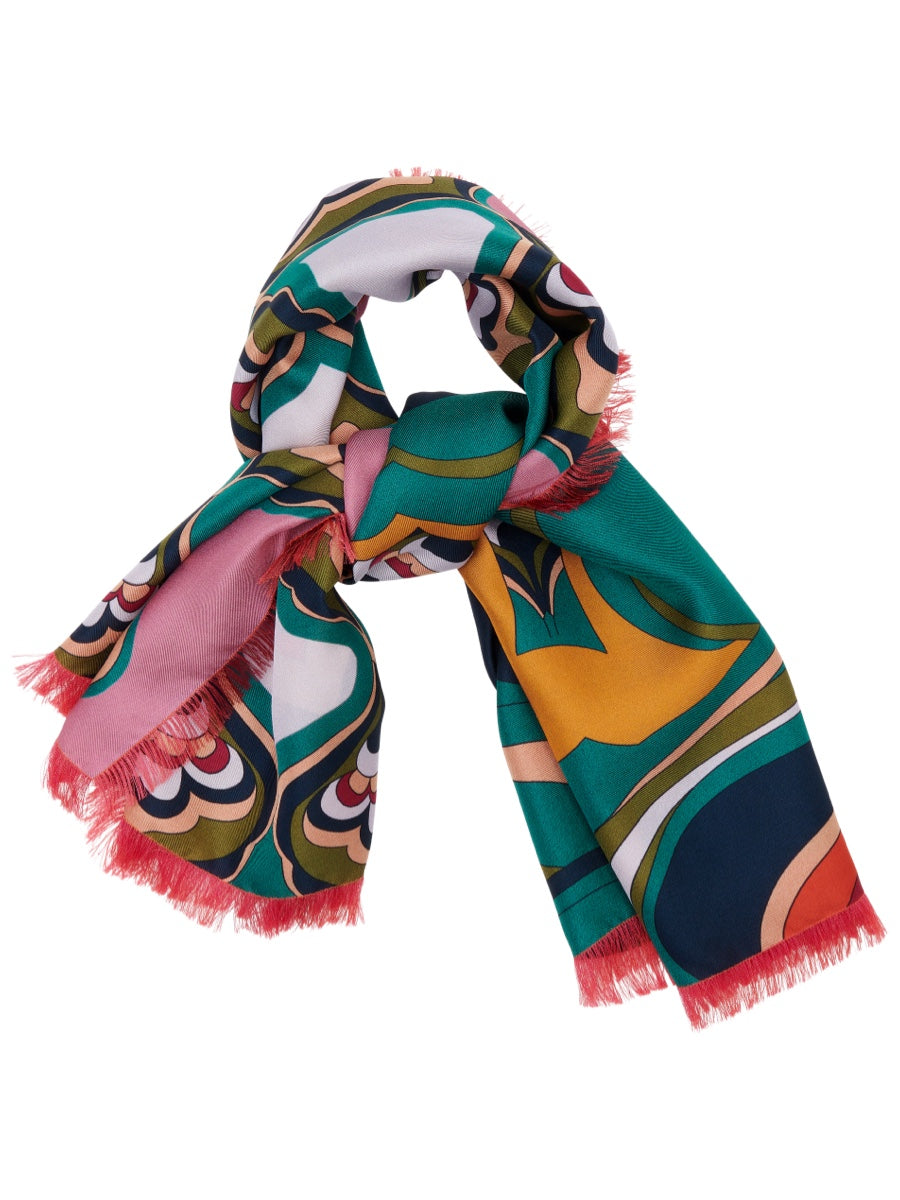 Giorgia (green/pink) Italian Scarf Women - Leather Gloves Online® - Luxury Leather Gloves - Made in Italy - 3