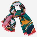 Giorgia (green/pink) - soft and lightweight Italian foulard from pure silk