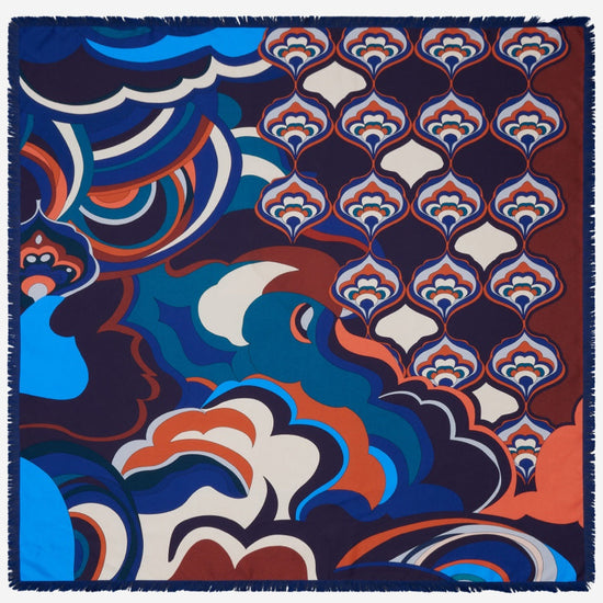 Giorgia (blue/red) - soft and lightweight Italian foulard from pure silk-  Leather Gloves Online - Luxury Italian Scarf - 4