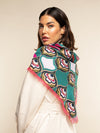 Giorgia (green/pink) - soft and lightweight Italian foulard from pure silk - Leather Gloves Online - Luxury Italian Scarf - 7