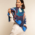 Giorgia (blue/red) Italian Scarf Women - Leather Gloves Online® - Luxury Leather Gloves - Made in Italy - 9