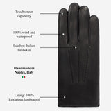 Aldo (black) - Italian lambskin leather gloves with lambswool lining & touchscreen feature