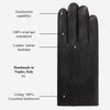 Aldo (black) - Italian lambskin leather gloves with lambswool lining & touchscreen feature