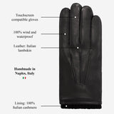 Alessandro (black) - Italian lambskin leather gloves with cashmere lining & touchscreen feature