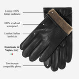 Giovanni (black) - Classic Italian lambskin leather gloves with cashmere lining & touchscreen feature