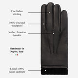Lorenzo (black) - Italian gloves made of American deerskin leather with cashmere lining