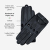 Alessa (black) - Classic Italian lambskin leather driving gloves