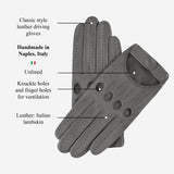 Alessa (grey) - Classic Italian lambskin leather driving gloves
