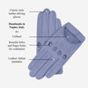 Alessa (sky) - Classic Italian lambskin leather driving gloves