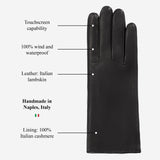 Bella (black) - Italian lambskin leather gloves with lambswool lining & touchscreen feature
