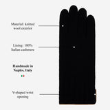 Florentina (black) - Handmade Italian knitted wool gloves with luxurious cashmere lining