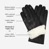 Francesca (black) - Italian lambskin leather gloves with white rabbit fur lining