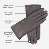 Isabella (dark grey) - Italian lambskin leather gloves with cashmere lining