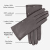 Isabella (dark grey) - Italian lambskin leather gloves with cashmere lining