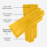 Isabella (yellow) - Italian lambskin leather gloves with cashmere lining