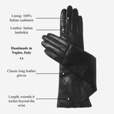 Leonora (black) - Italian cashmere lined 6-button length leather gloves