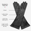 Lucia (black) - Italian unlined 6-button length leather opera gloves