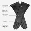 Lucia (black) - Italian unlined 8-button length leather opera gloves
