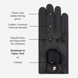Maria (black) - Italian driving gloves made of American deerskin leather
