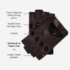 Rossana (dark brown) - Italian fingerless lambskin leather driving gloves
