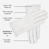 Sofia (white) - Italian lambskin leather gloves with silk lining