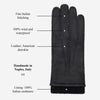 Vittoria (black) - Italian gloves made of American deerskin leather with cashmere lining