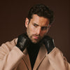 Fabio (black) - Men's classic Italian lambskin leather gloves with pure silk lining
