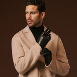 Fabio (black) - Men's classic Italian lambskin leather gloves with pure silk lining