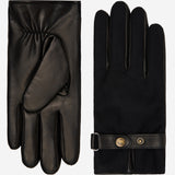 Fabrizio (black) – Tweed men's gloves with touchscreen capability and adjustable snap button